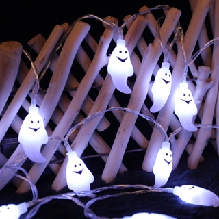 Halloween lyskæde med 20 spøgelser - Hvidt lys